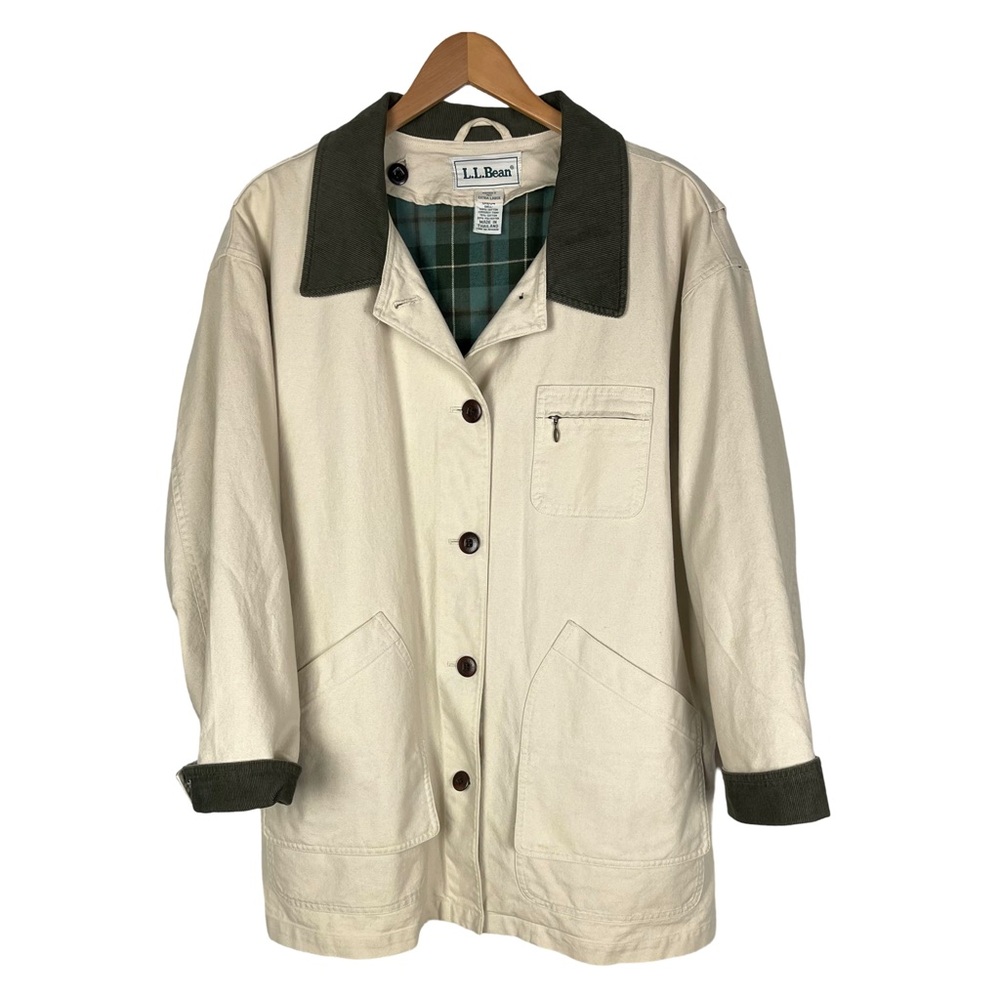 L.L.Bean Vintage Women Large Barn Coat Chore Jacket Removable Flannel Liner